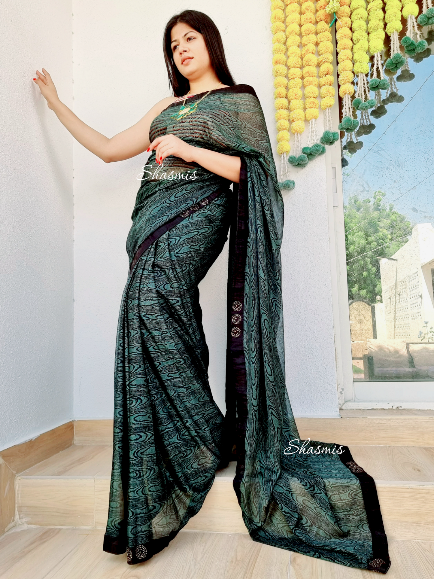 Fancy Lycra Blend Saree With Lace on Border