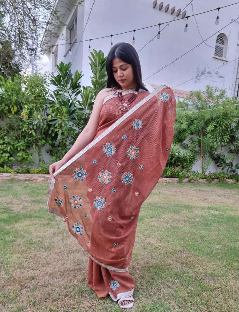 Brown Color Georgette Saree