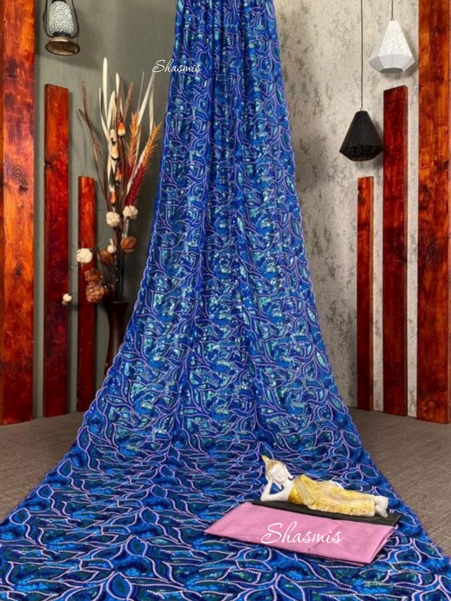 Blue Color Georgette Fancy Saree With Sequence Work