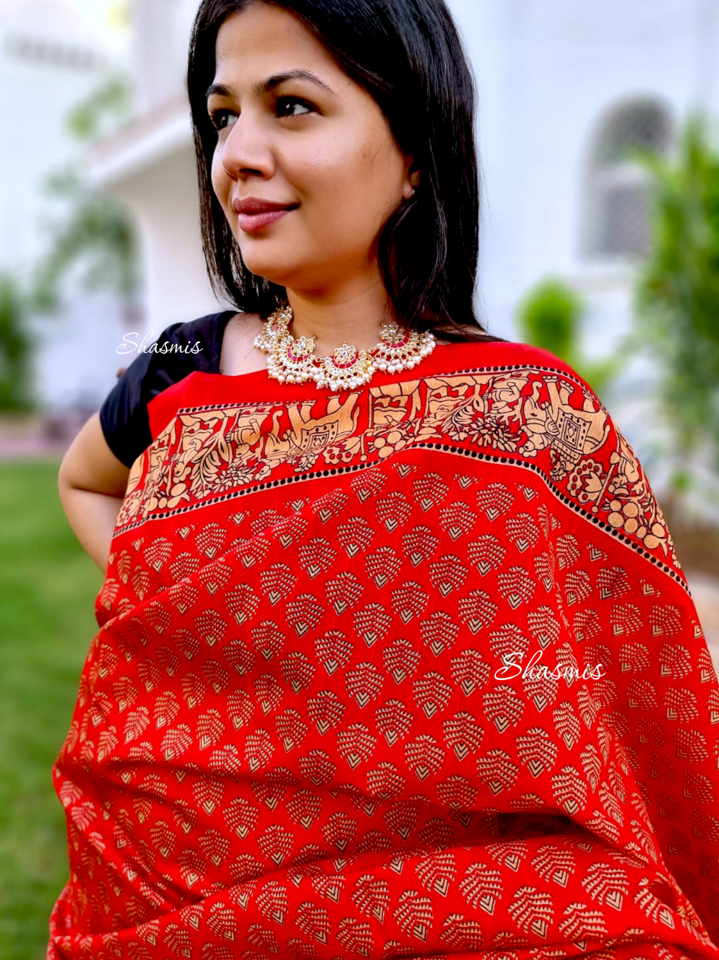 Red and Off White Color Soft Silk Saree
