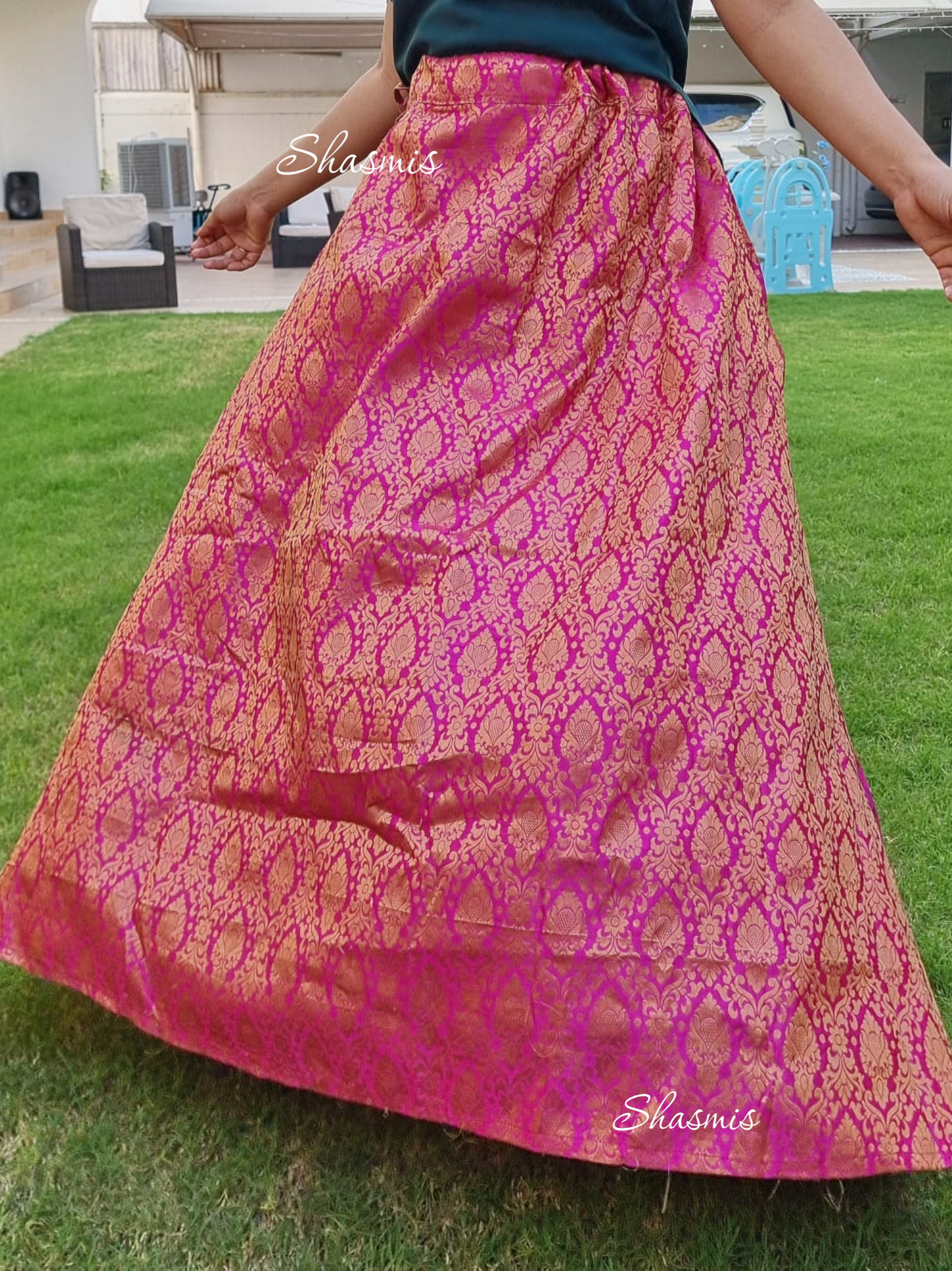 Pink Color Brocade Skirt