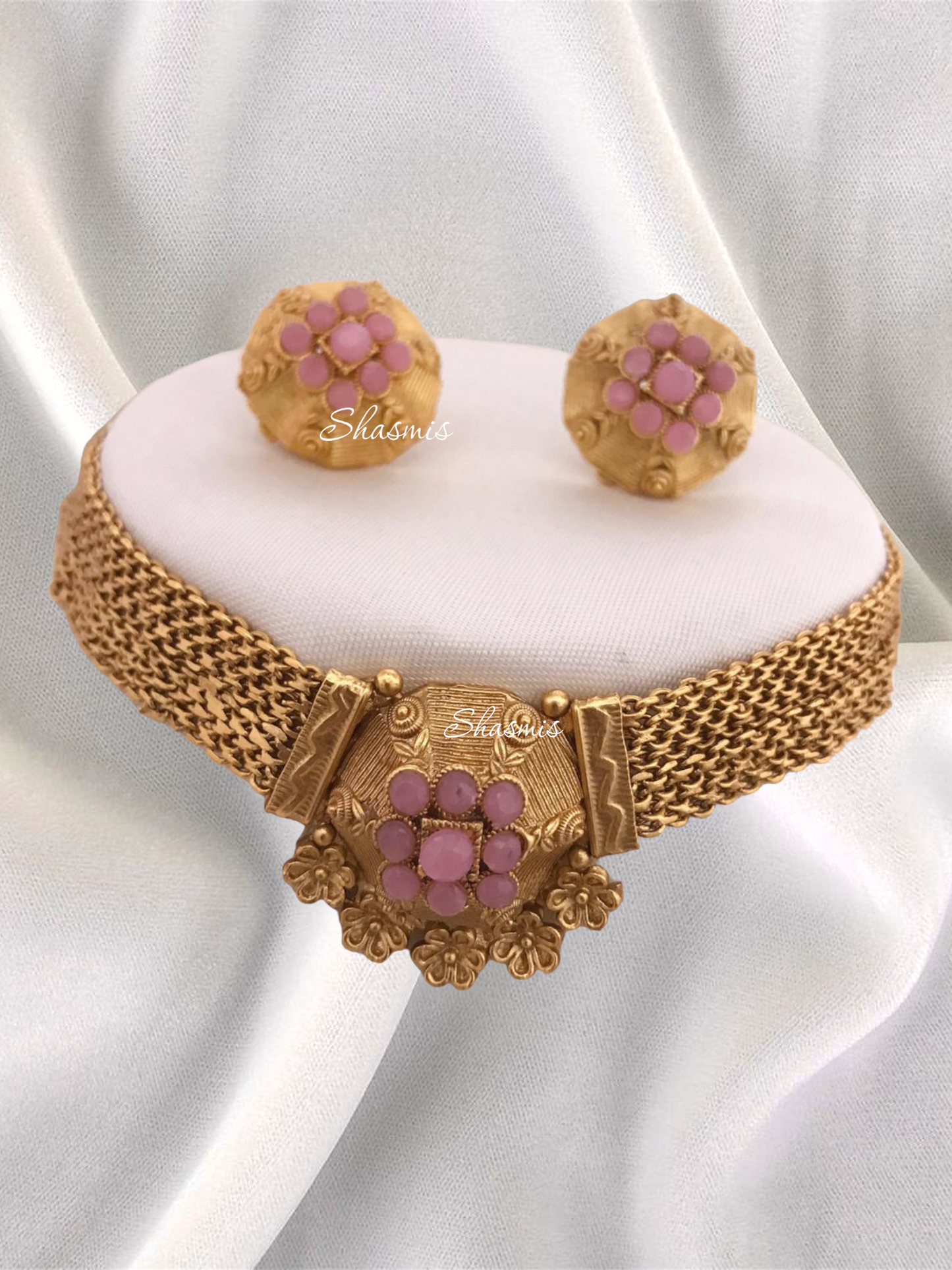 Gold Plated Choker With Earrings