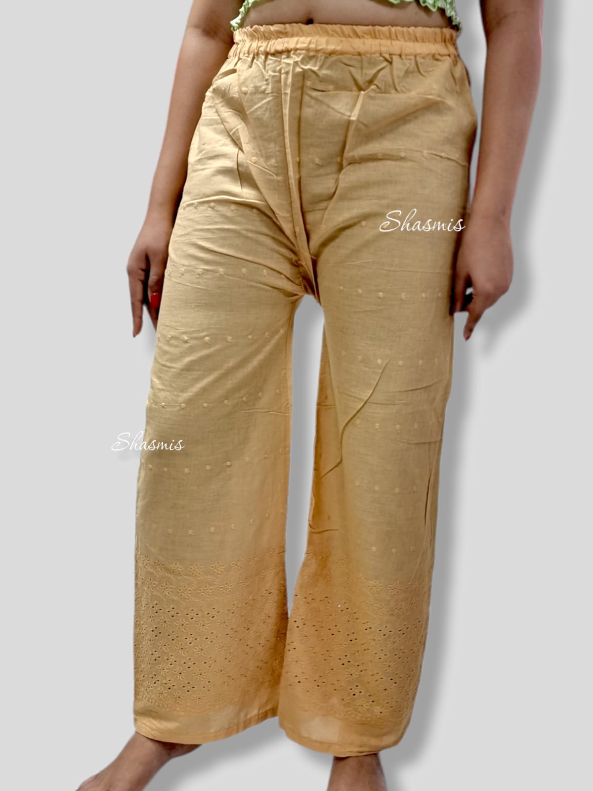 Toffee Color Chikankari Work Palazzo