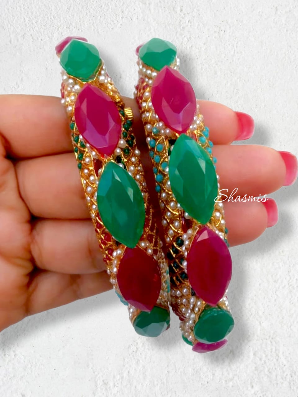 Openable Kundan Bangle, Pair