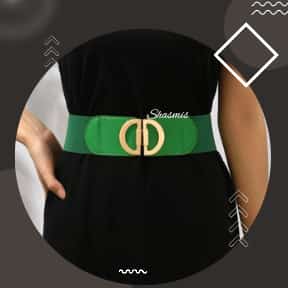 Stretchable Leather Belt With Golden Buckle