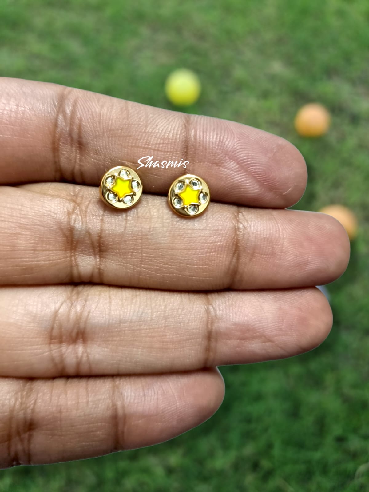 Yellow Color Star Shape Round Design Earrings For Kids, Packed In Gift Box