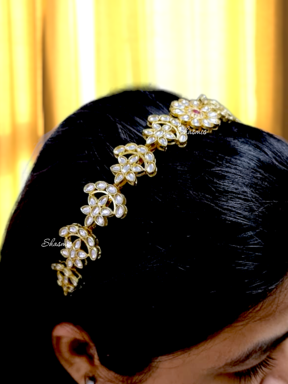 Golden Plated Design Stone Hair Band