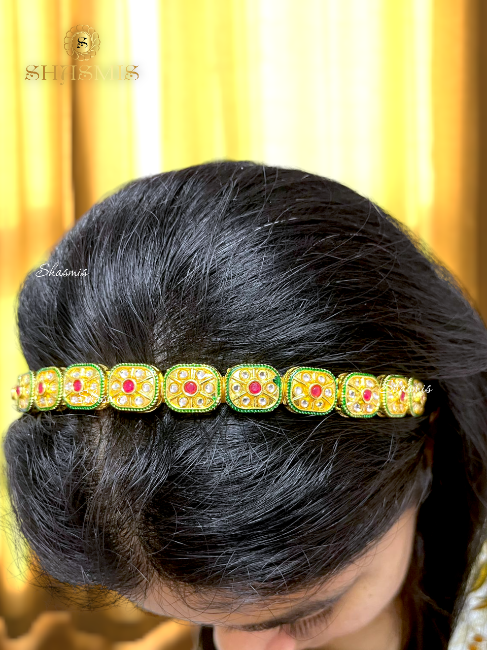 Red Stone Kundan Design Hair Band