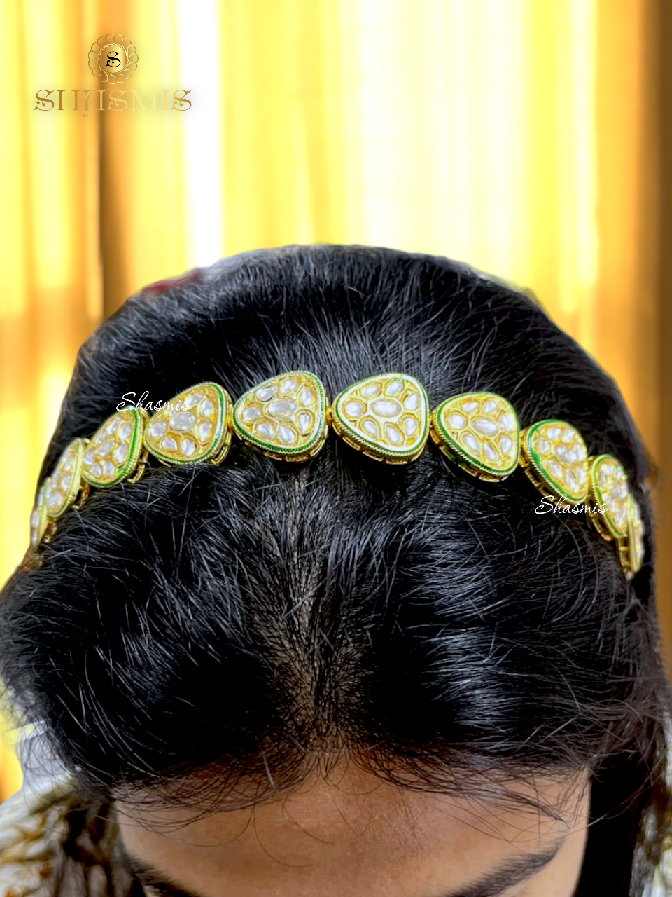Kundan Design Gold Polish Hair Band