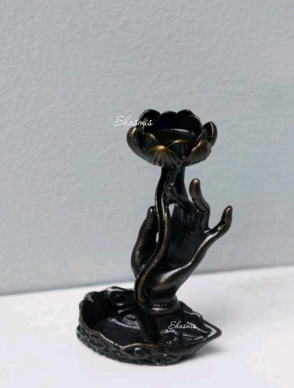 Lotus Hand Back Flow Incense Burner, Includes 10 backflow incense