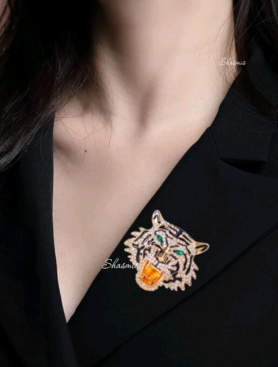 Tiger Face Brooch