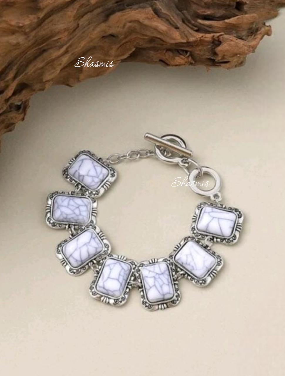 White Stone Silver Bracelets