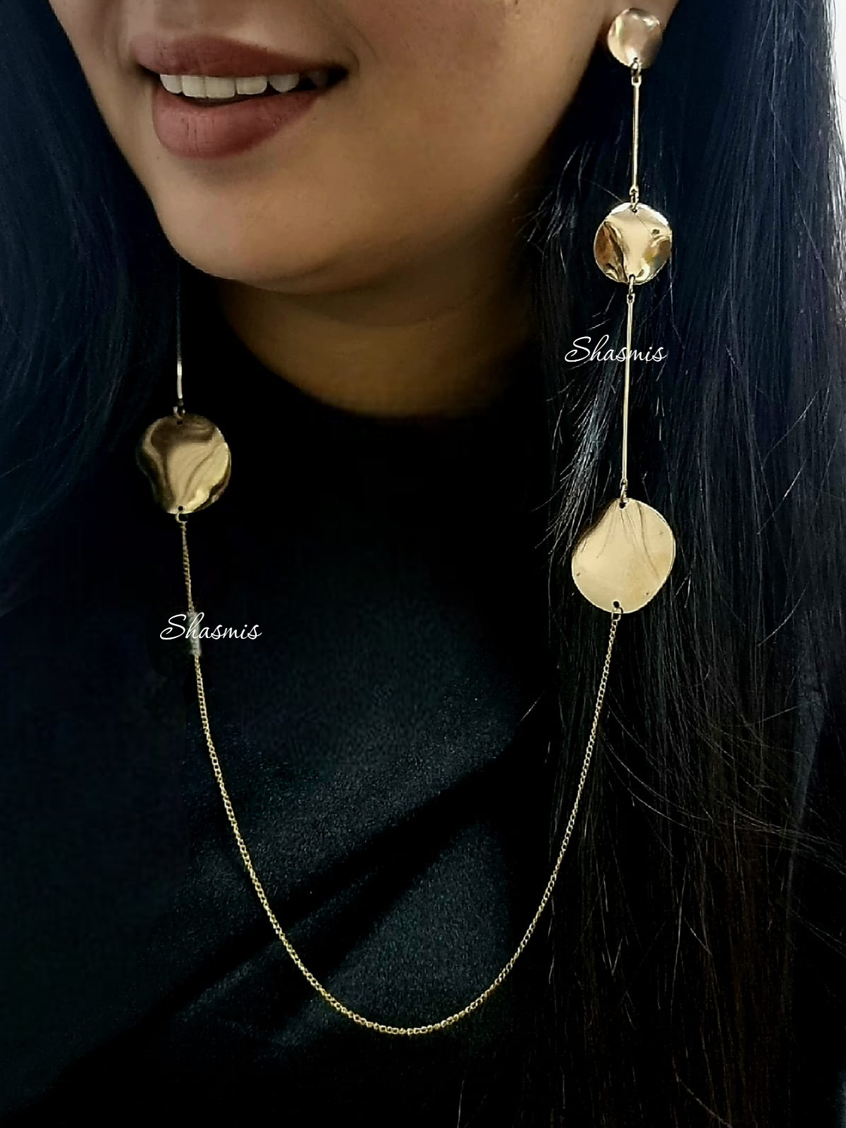 Long Golden Chain Earrings