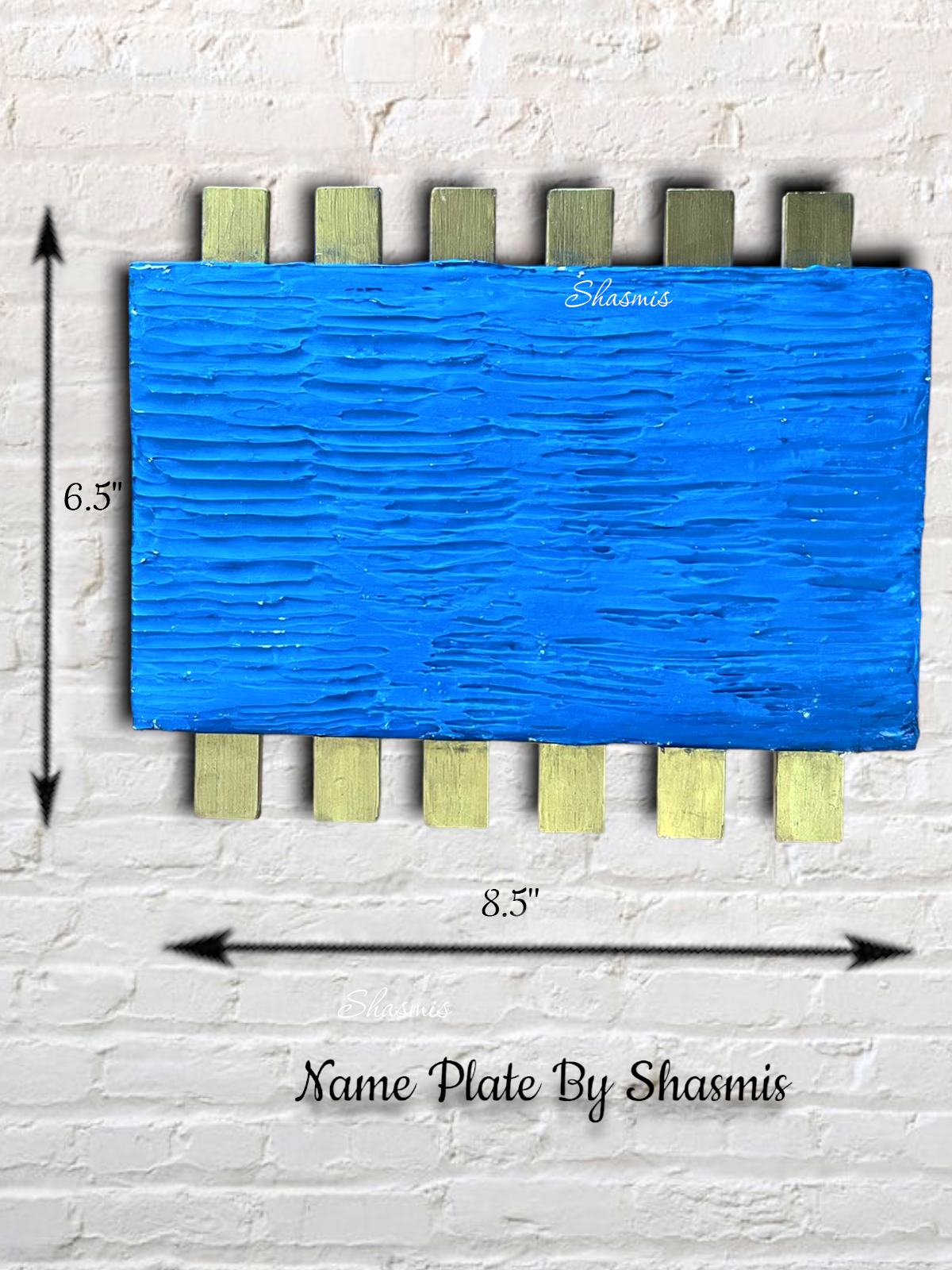 Blue Color Wooden Nameplate