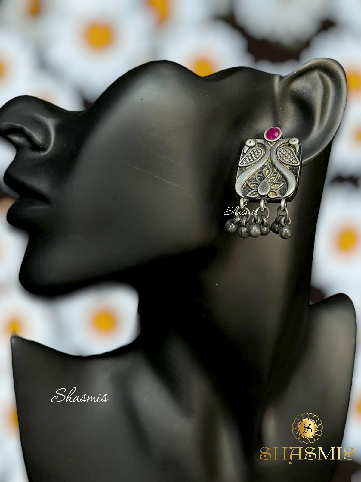 Magenta Color Stone Design Choker with Earrings