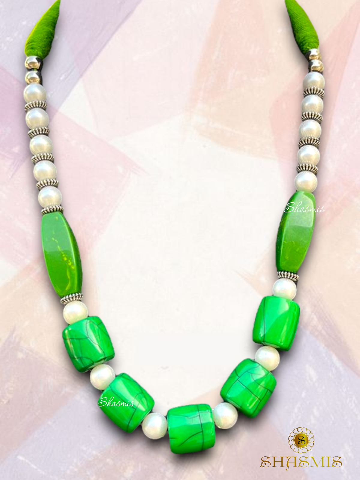 Green Color Boho trendy Necklace With Earrings