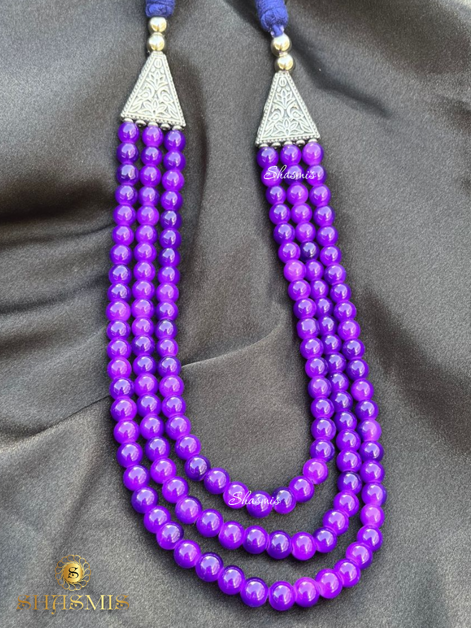 Purple Color Beads Long Trendy Necklace