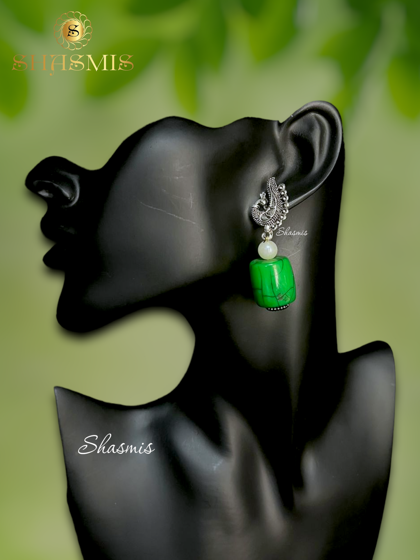 Green Color Boho trendy Necklace With Earrings