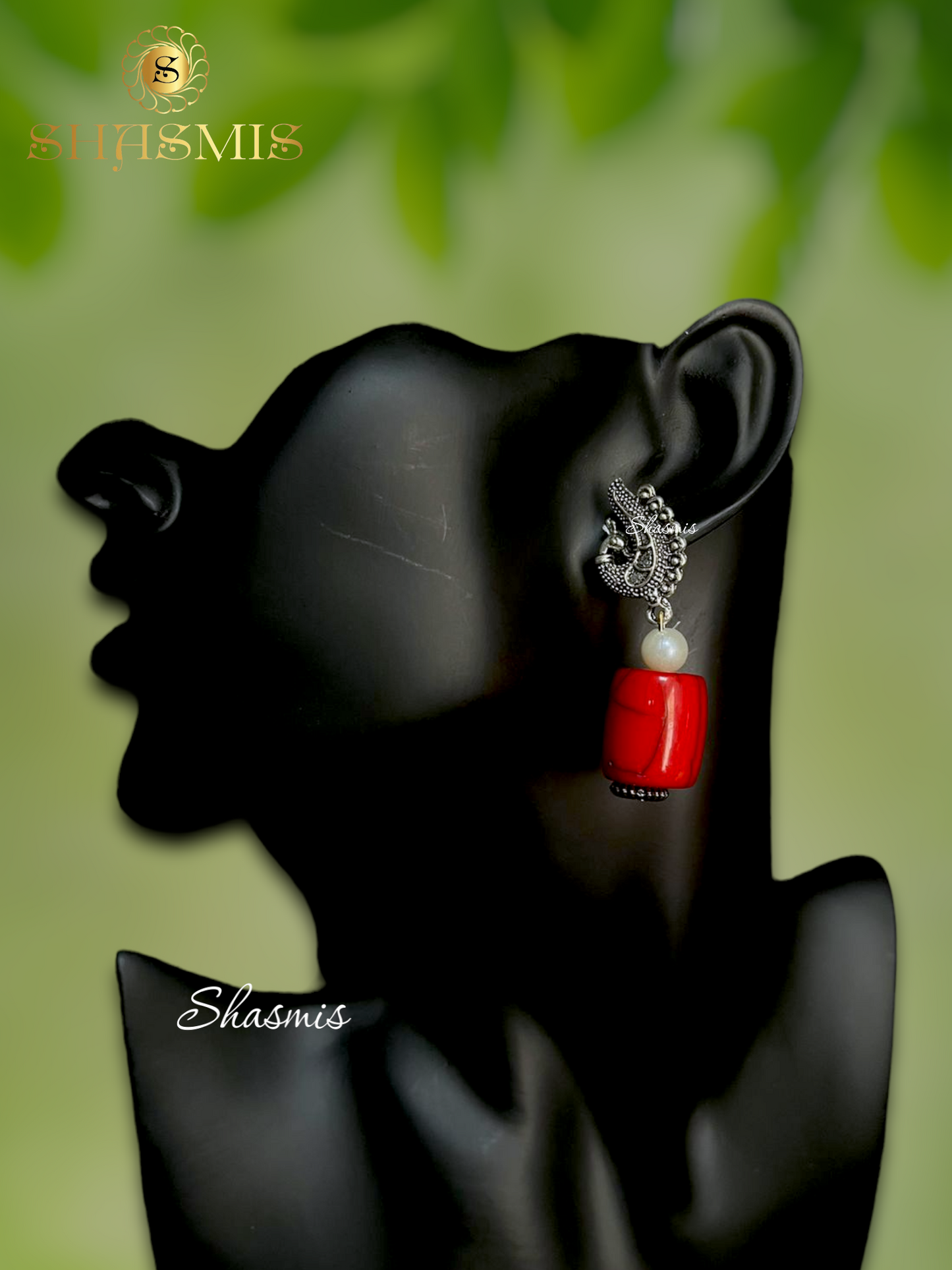 Red Color Boho Pearls Trendy Necklace With Earrings