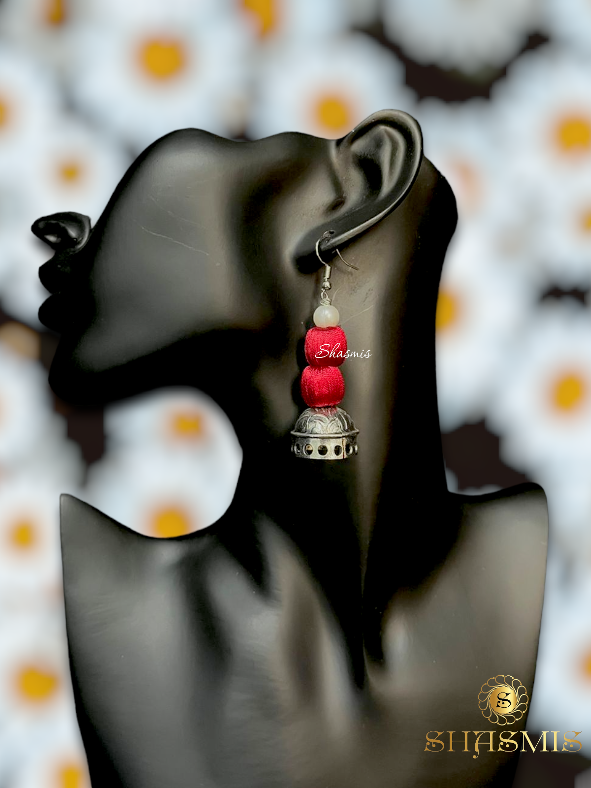 Maroon Color Beads Long Layer Pearl Necklace With Earrings