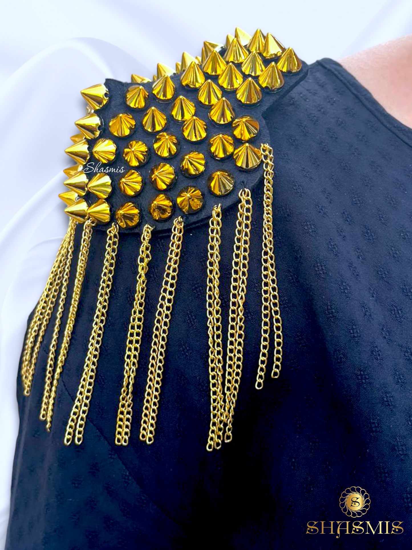 Golden Design Tassel Shoulder Brooch, Pair