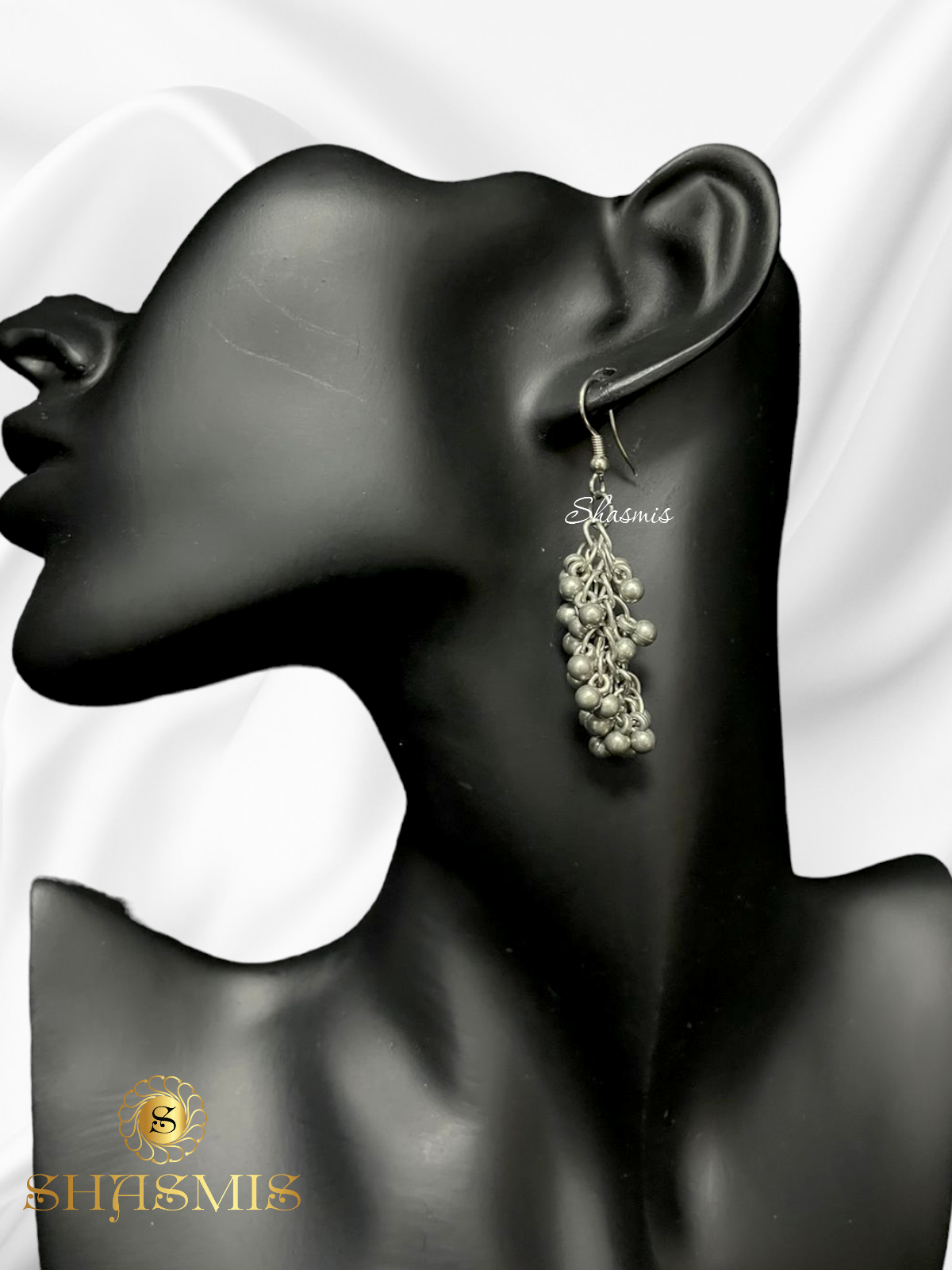 Ghungroo Long Drop German Silver Necklace