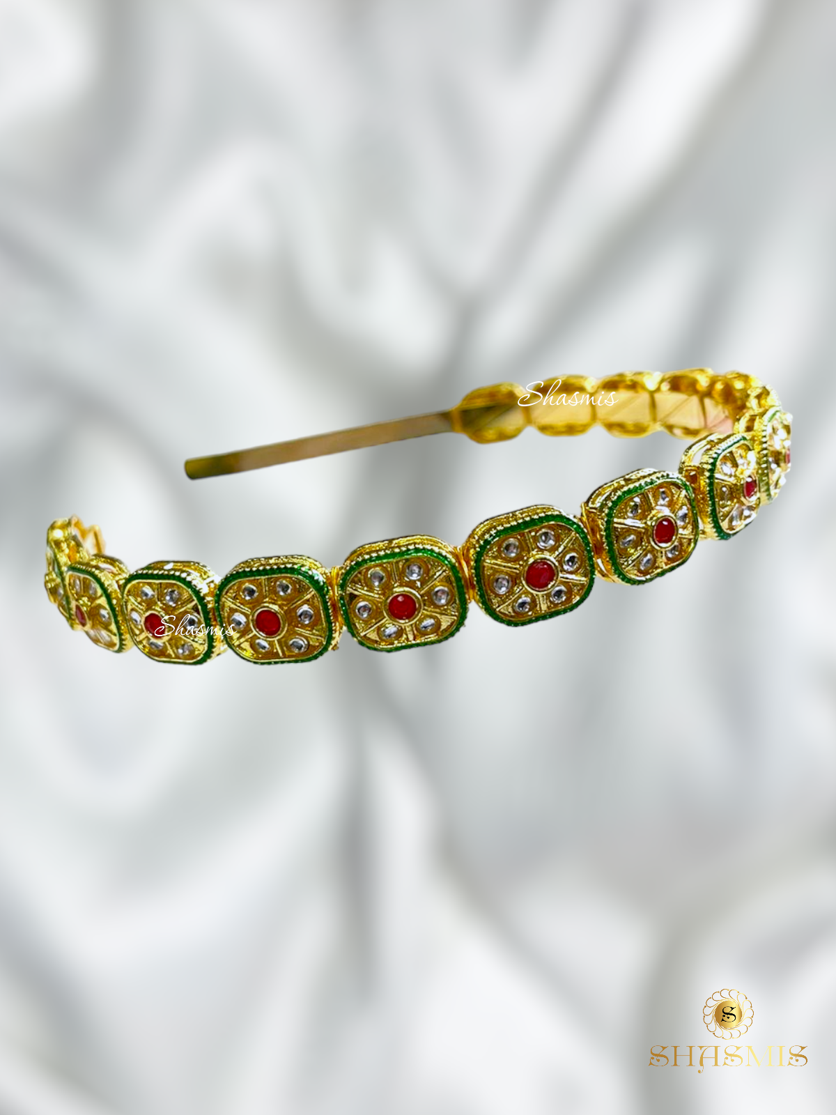 Red Stone Kundan Design Hair Band