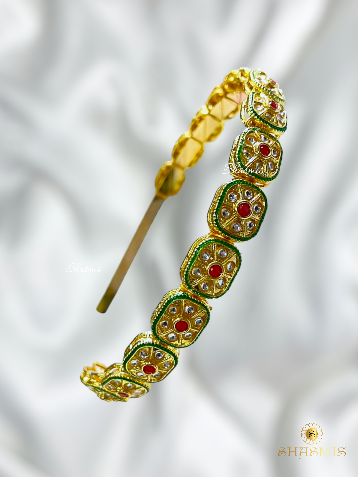 Red Stone Kundan Design Hair Band