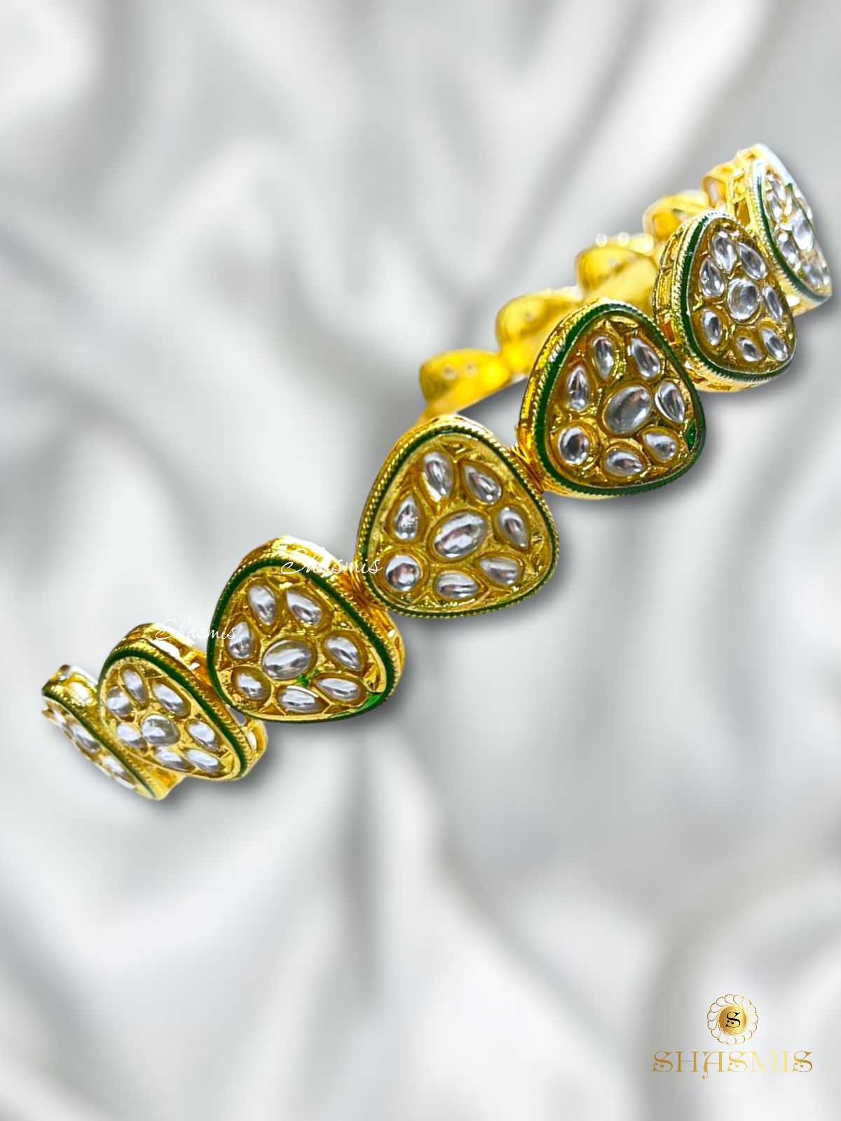 Kundan Design Gold Polish Hair Band