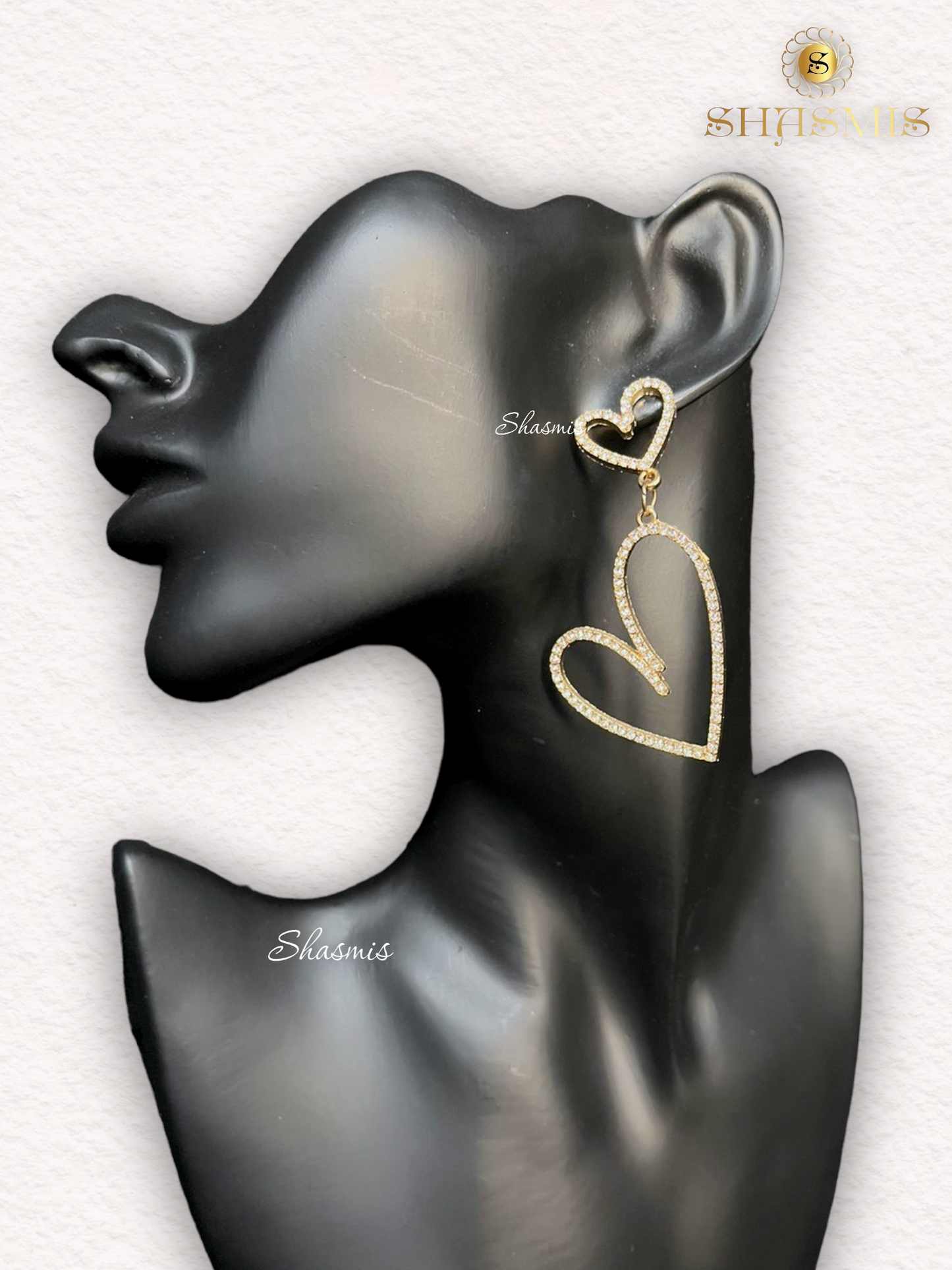 Golden Polish Double Heart Shape Long Earrings