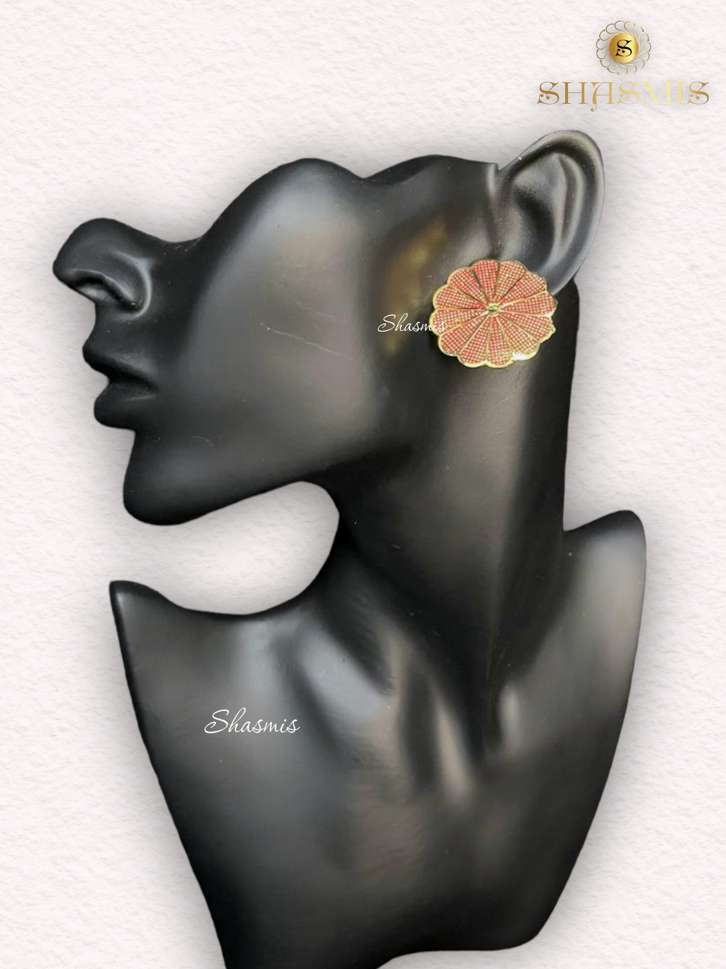 Golden Polish Flower Design Earrings