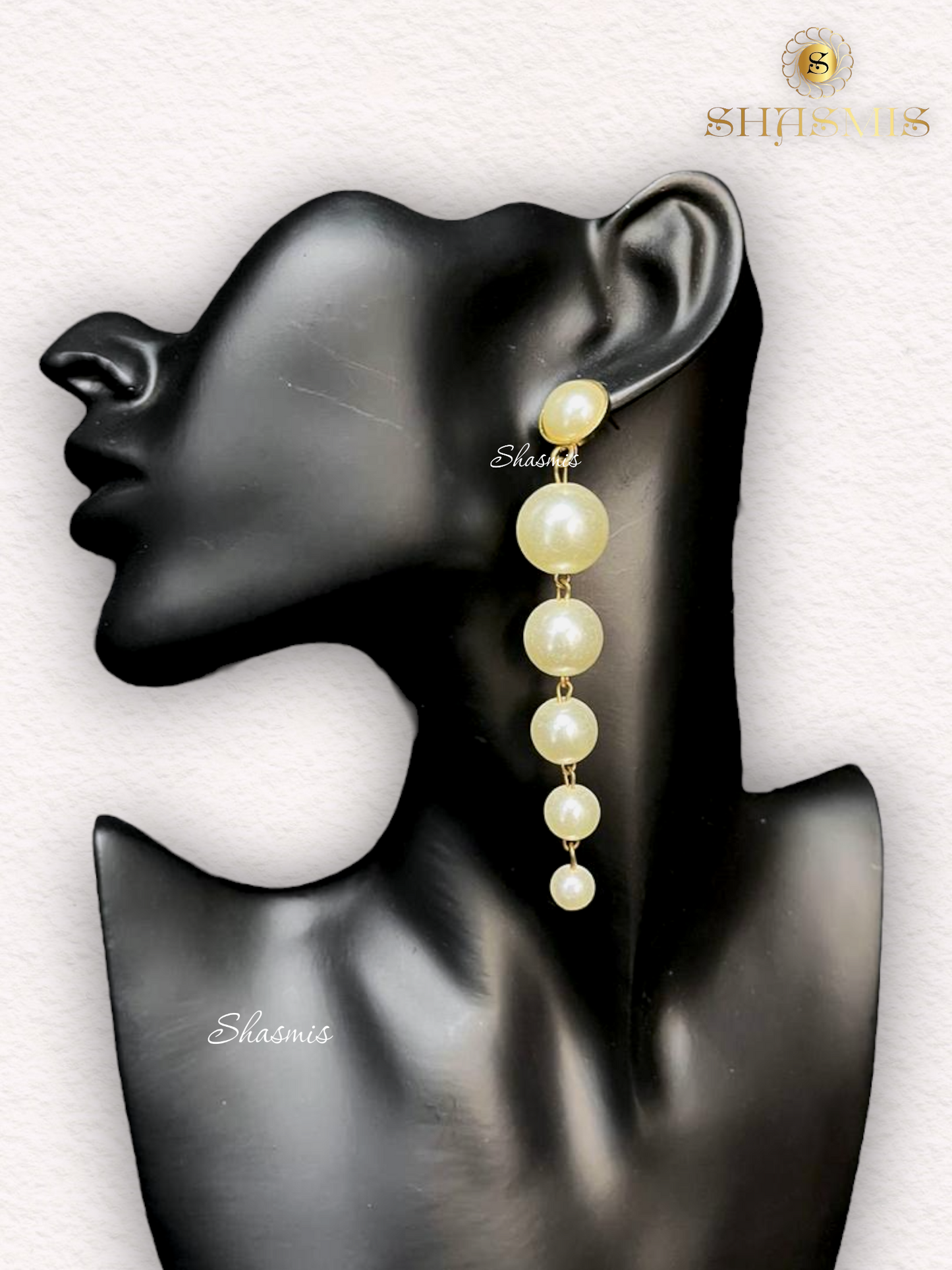 Long Drop Pearl Design Earrings