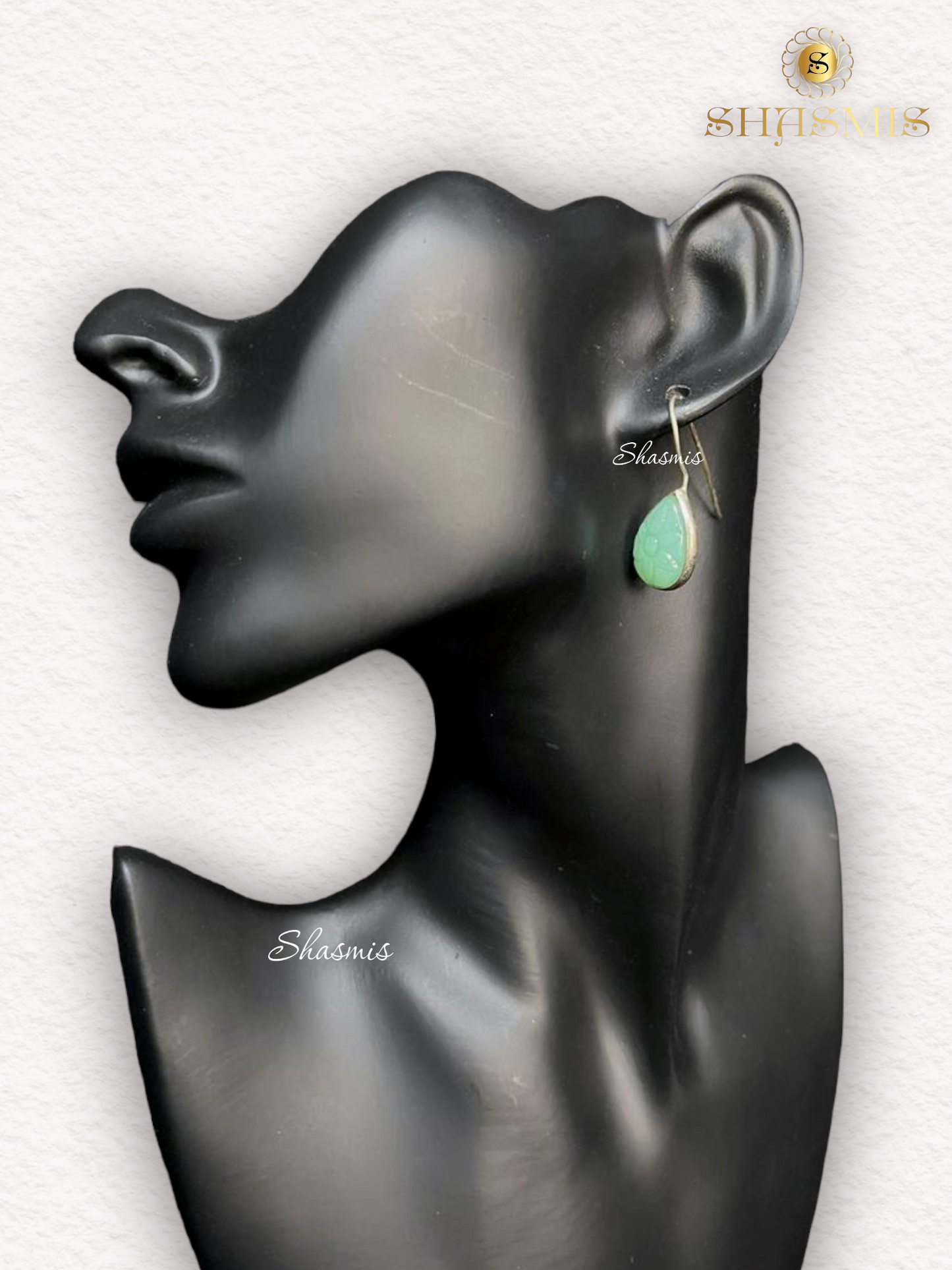 Turquoise Carved Dop Shaped Earrings