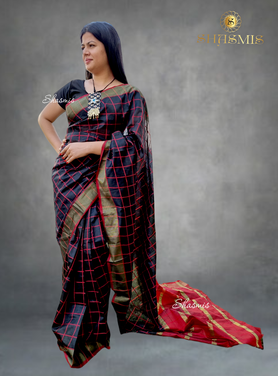 Checks/Ghadchola Soft Silk Saree