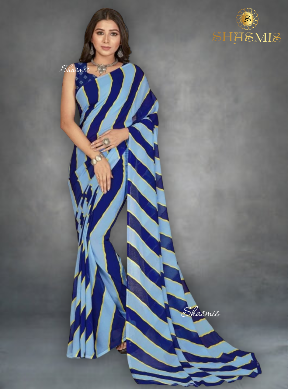 Blue Shade Georgette Design Saree