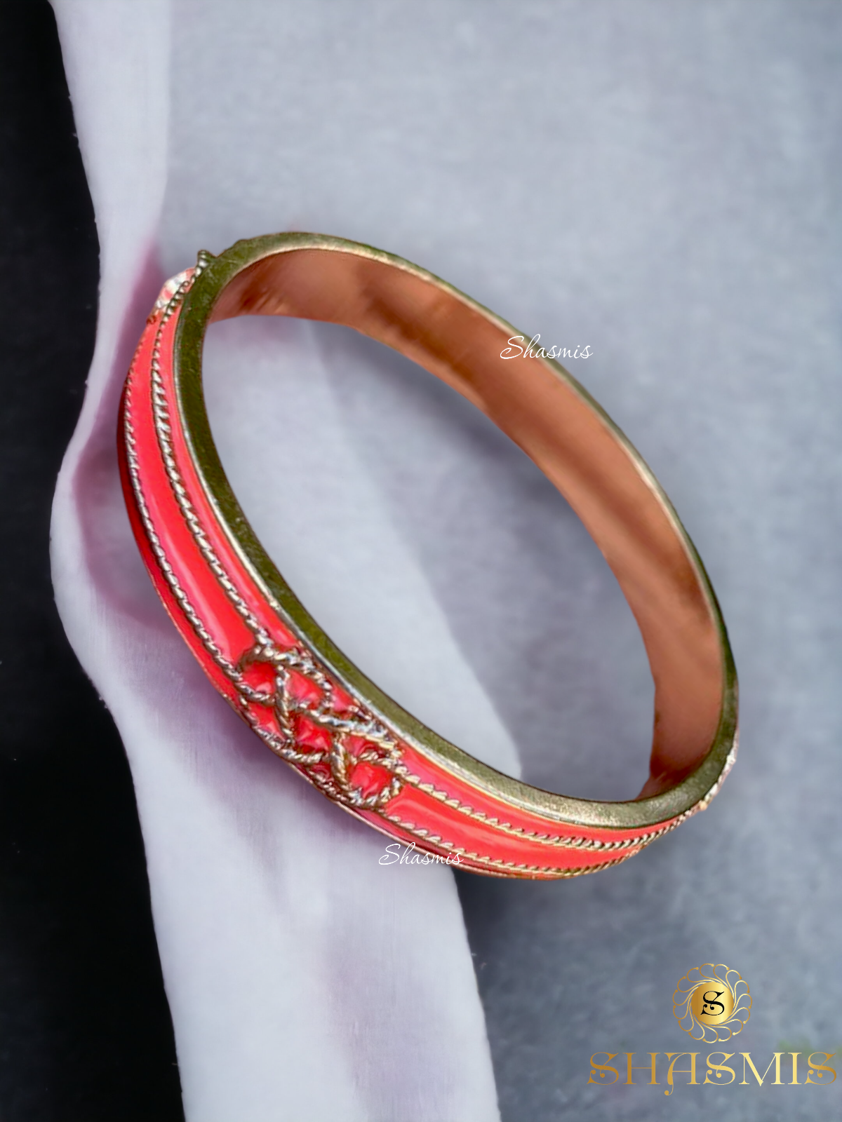 Neon Orange Color Design Bangle, Single