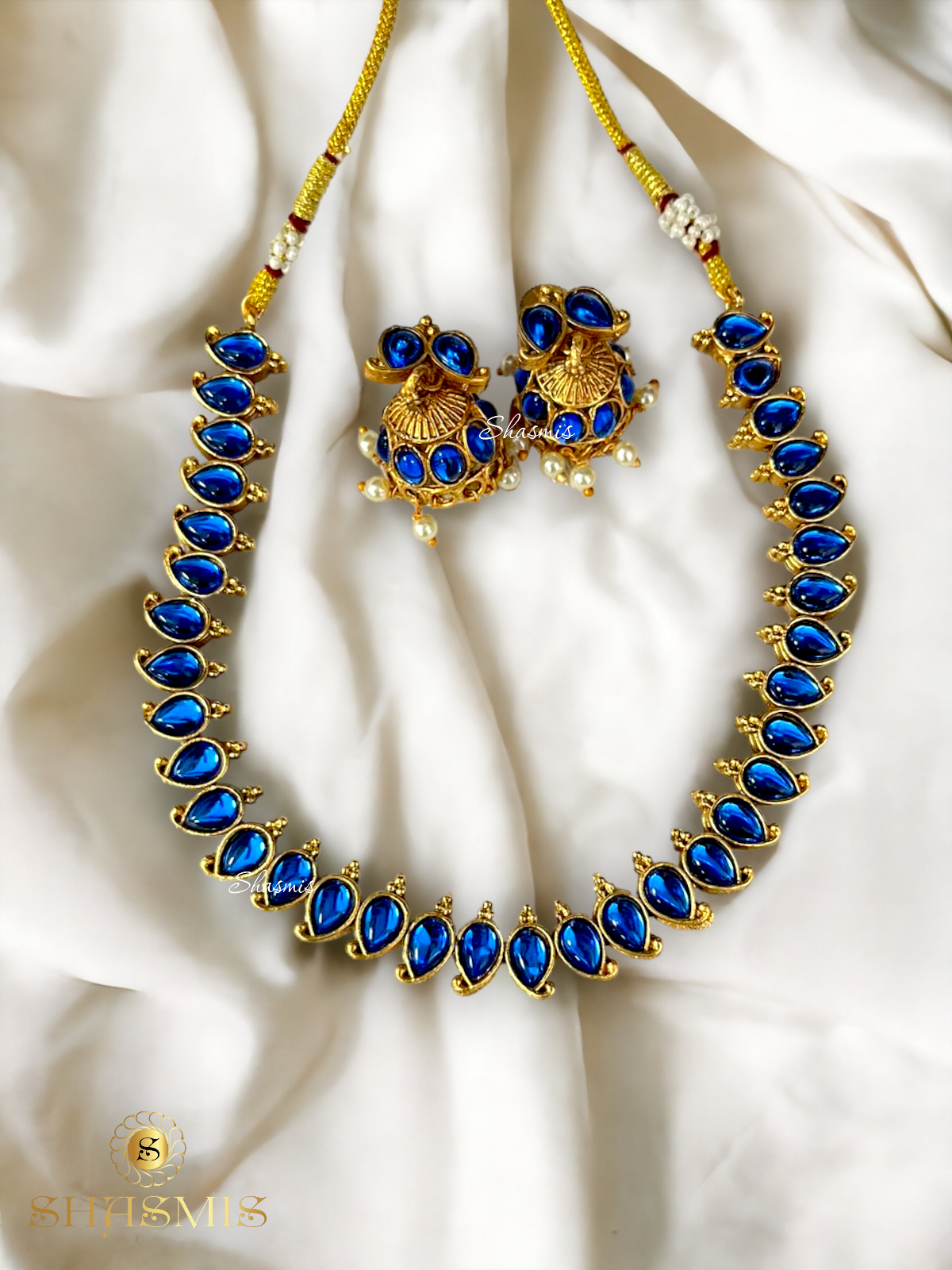 Double Side Necklace With Two Color Earrings