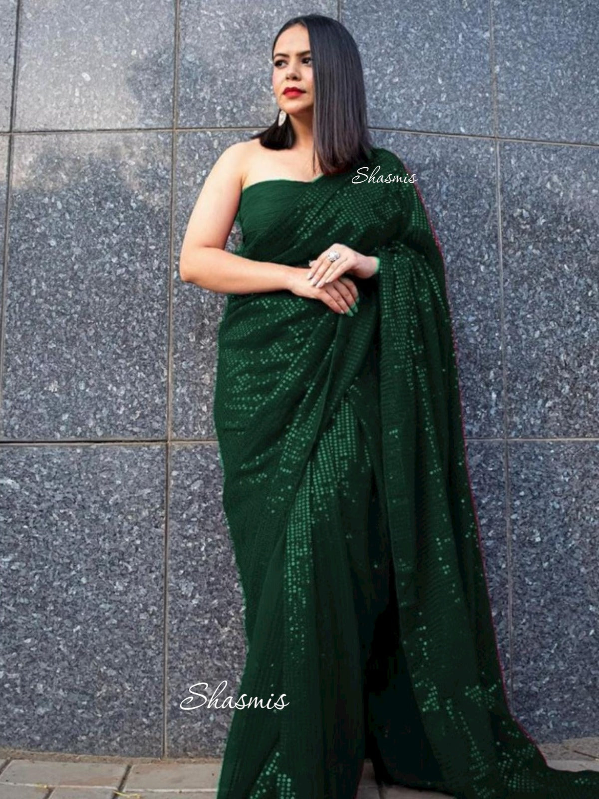 Georgette Saree with Sequin/sequence work all over