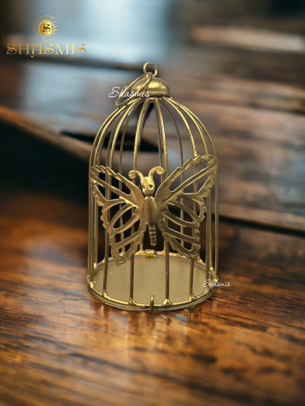 Butterfly Design Cage Candle Holder, Pair