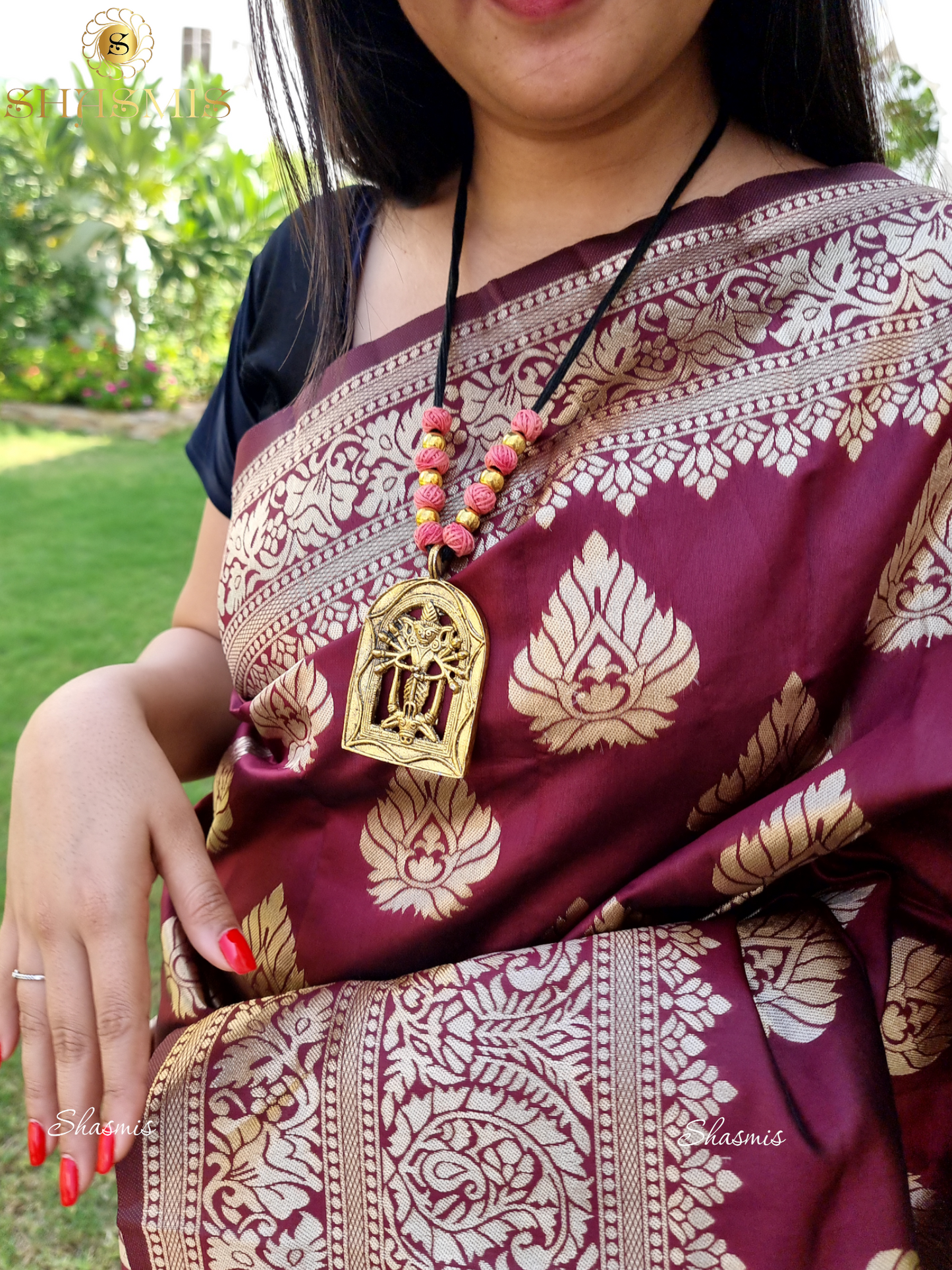 Wine Color Kanjeevaram Silk Blend Saree With Golden Zari Weaving Butas, Fine Quality