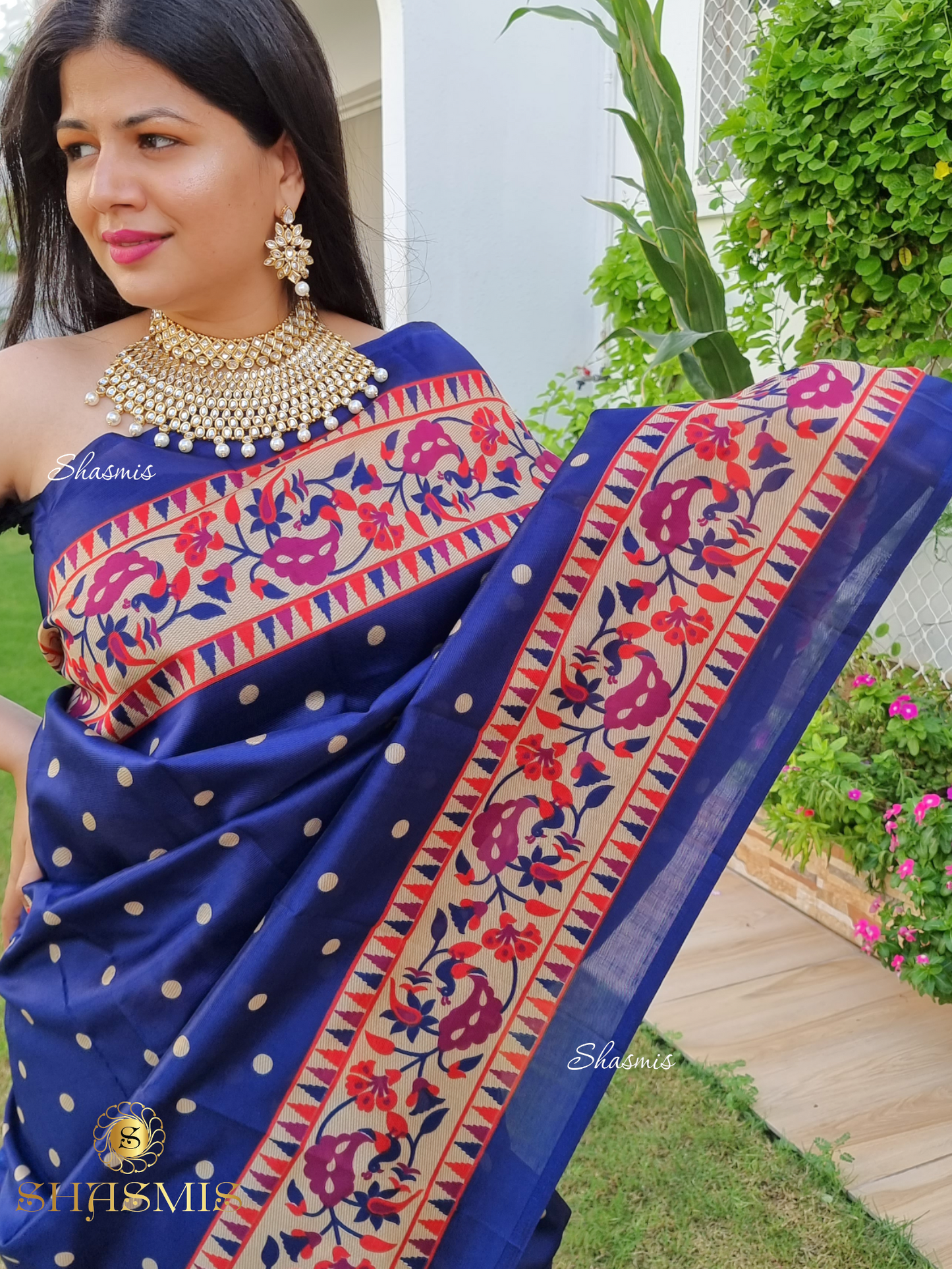 Blue Color Soft Silk Saree With Digital Paithani Print
