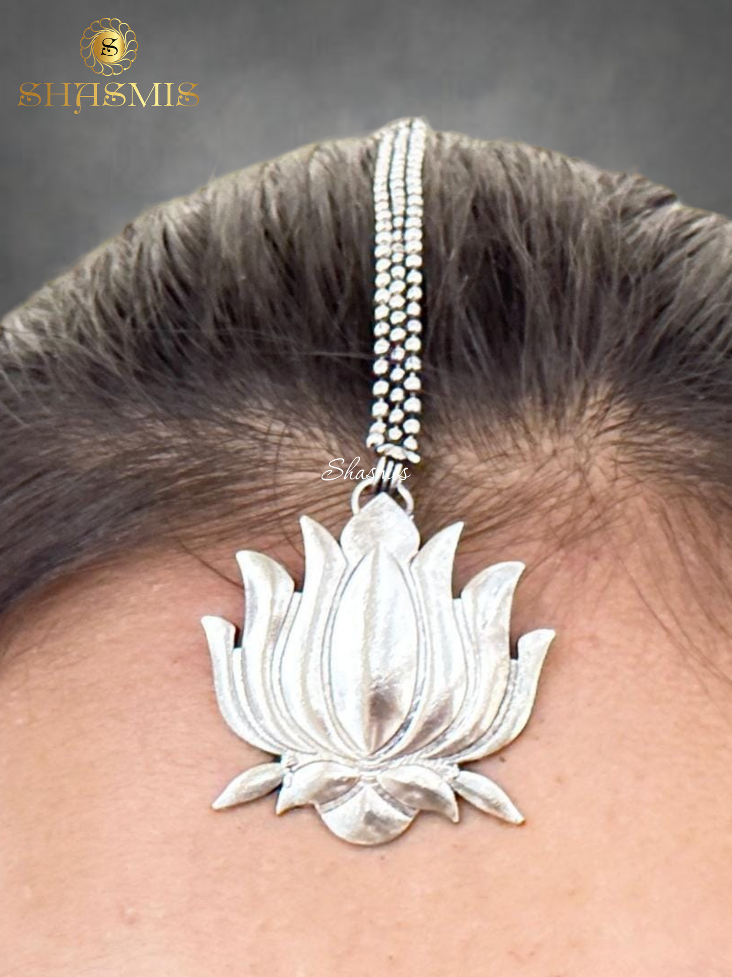 Lotus Design Silver Oxidised Mangtika