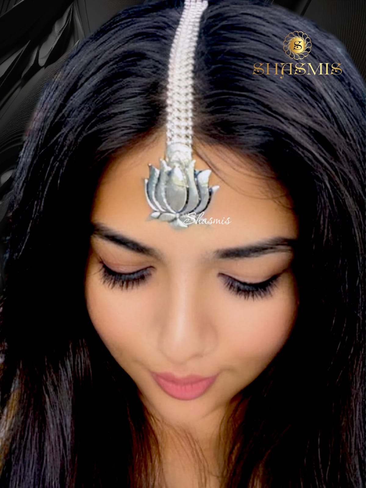 Lotus Design Silver Oxidised Mangtika