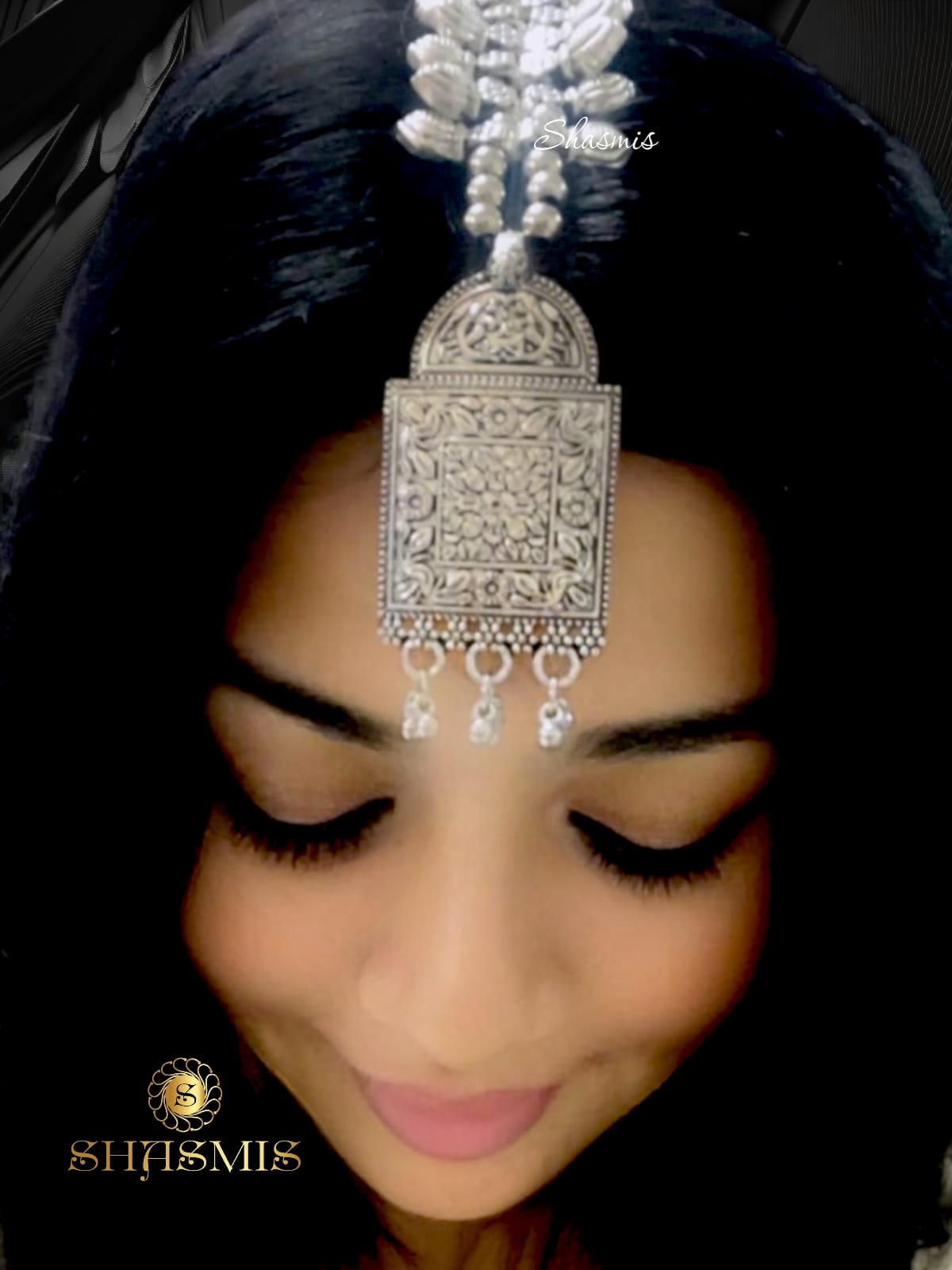 Silver Oxidised Ghungroo on Drop Mangtika