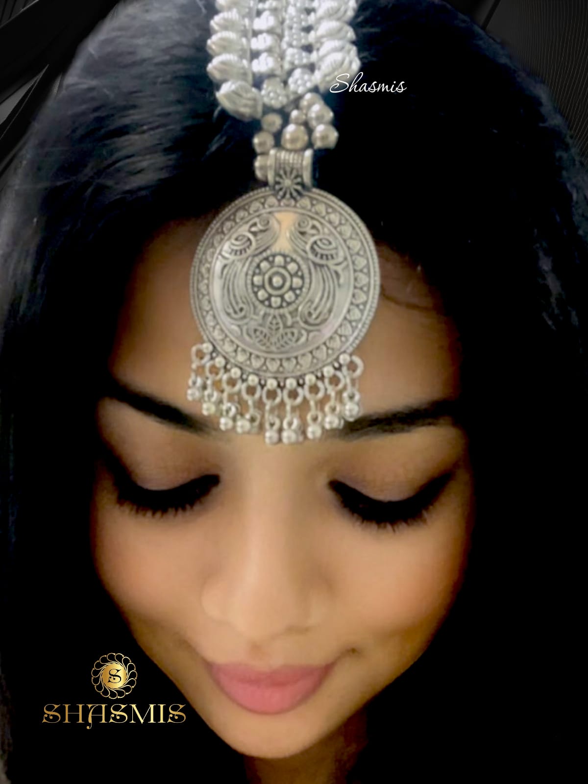 Silver Oxidised Afghani Mangtika