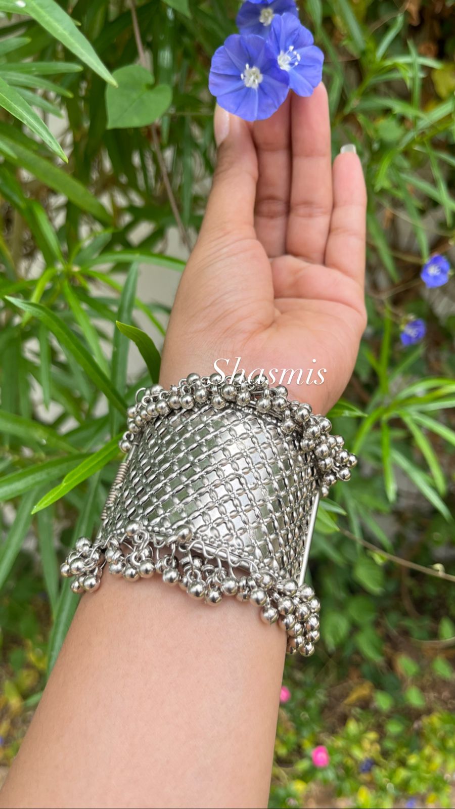 Silver Oxidised Ghungroo Bracelets