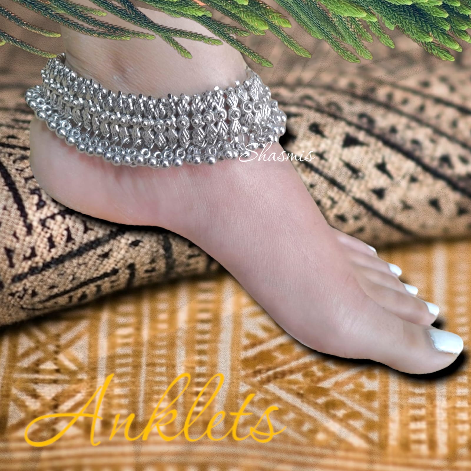 Heavy silver anklets deals designs