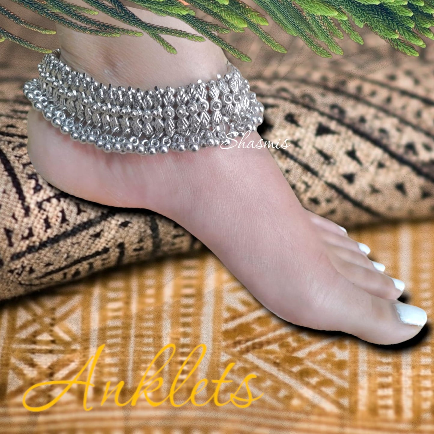 Silver Oxidised Anklet