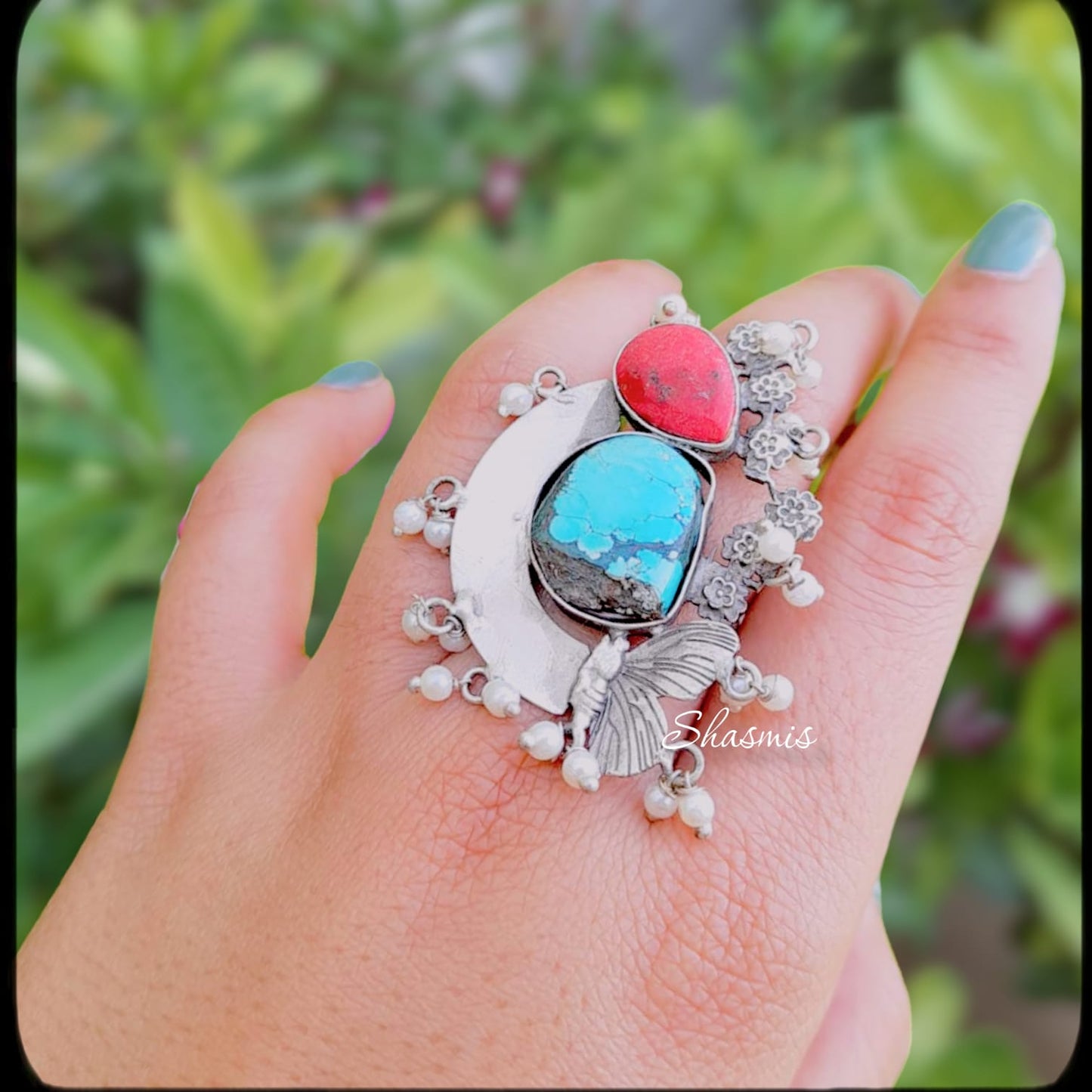Turquoise Coral Rings