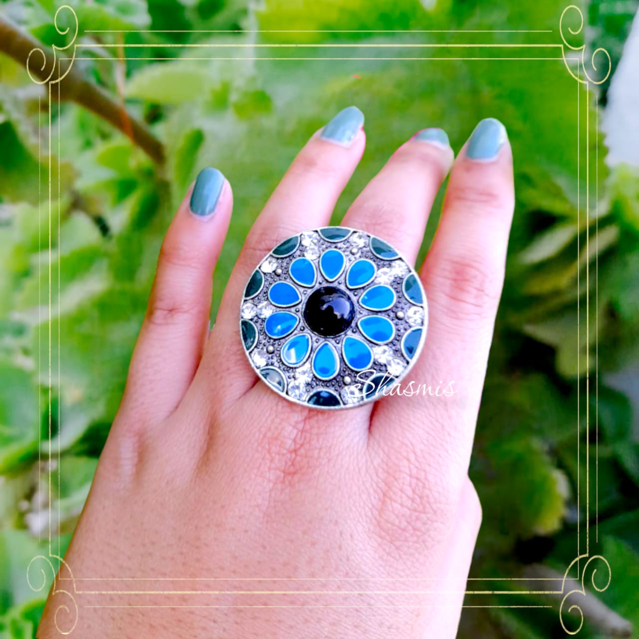 Meenakari Blue Rings